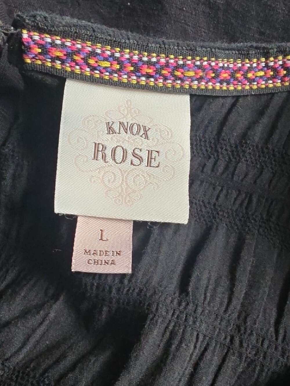 Knox Rose Black Embroidered Peasant Blouse - Picture 3 of 5